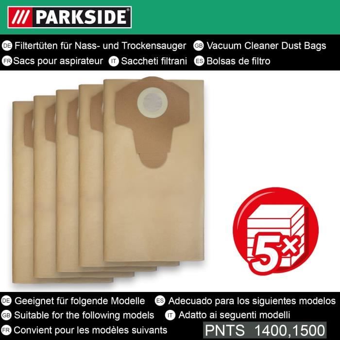 vhbw 10x Sacs compatible avec PARKSIDE PNTS 1400 / 1500, PNTS 30 / 6 S  aspirateur - papier, 38cm x 24,5cm, marron - Sac aspirateur - Achat & prix