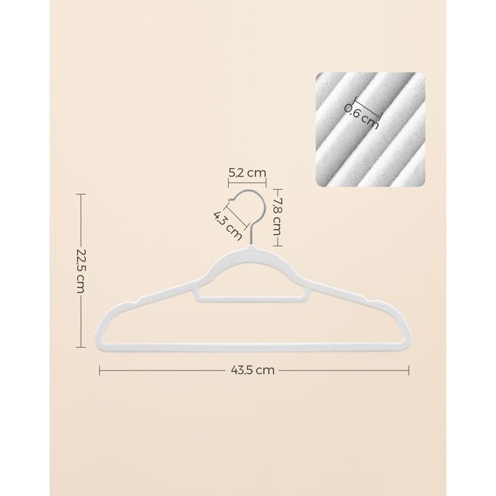 50 Cintres Velours SONGMICS - Antidérapants, Avec Encoches, Gain De Place, Noir
