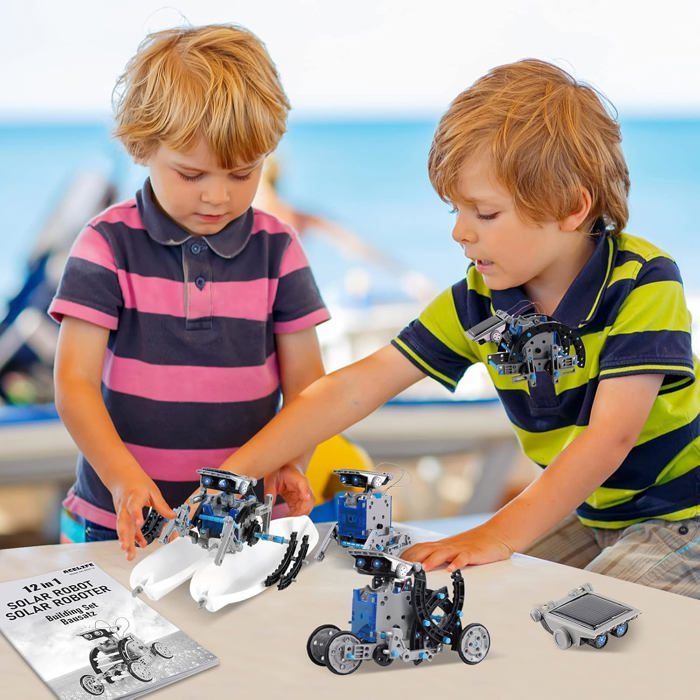 Robot Solaire 12 En 1 Pour Enfants – Kit STEM, énergie Solaire, Modes Terre/eau, Construction Créative, 8-12 Ans