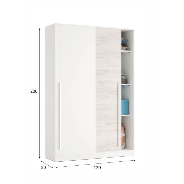Dressing Ouvert Habitdesign Ethna - 187 X 190 X 40 Cm, Blanc Et Chêne, Style Moderne, Nombreux Rangements - 7