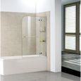 Pare baignoire pivotant 100x140cm en verre de sécurité 5mm avec porte-serviette et étagères en verre-0