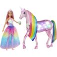 Poupée Barbie Playset Poupée Dreamtopia et Licorne Rose Lumières Magiques