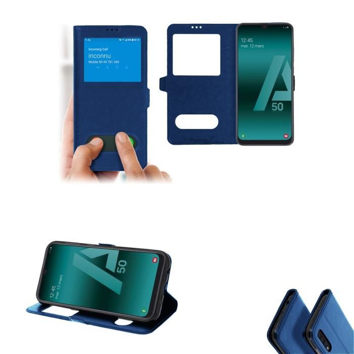 Coque Housse Etui Samsung Galaxy A50 Fenetre Decrochage Appel