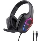 Trust GXT 419 Rayne Casque Gaming Léger pour PC Console, Éclairage LED Alimenté par USB, Transducteurs 50mm, Jack 3.5mm, Noir