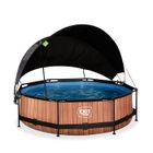 Piscine tubulaire ronde - EXIT Toys - Wood ø300x76cm - Pompe filtrante - Voile d'ombrage - Marron