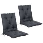 DETEX 2x Coussin de chaise avec dossier Anthracite 116x57x7cm Coussin pour fauteuil Intérieur Extérieur Maison Jardin