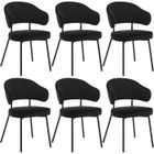 WOLTU Lot de 6 Chaises Salle à Manger avec Dossier, Chaise de Cuisine Scandinave Velours, Pieds en Métal, Noir W0ATT0081-6