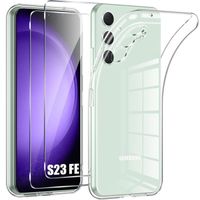 Coque et 2 Verres Trempés pour Samsung Galaxy S23 FE - Protection Antichoc Silicone Transparent (pas pour S23)
