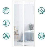 AST Rideau de Porte magnétique/Moustiquaire porte Magnétique pour portes fenêtres Anti Moustiques Mouches 210*90cm Blanc