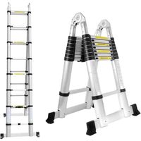 5m Échelle Télescopique en Aluminium Échelle télescopique Extensible 2 en 1 Escabeau Telescopique Échelle Pliable Loft Ladder