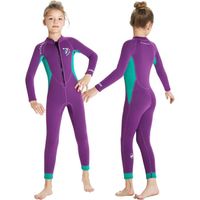 2.5MM Néoprène Combinaison Plongée Enfants Filles Thermique UV 50+ Maillot de Bain Ultra Stretch Wetsuit pour Surf Natation Violet-M