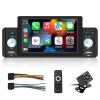 Autoradio Bluetooth PRUMYA 5 pouces Voiture grand écran 1DIN HD MP5 Carplay Android Auto Commandes au volant Chargement USB +Caméra