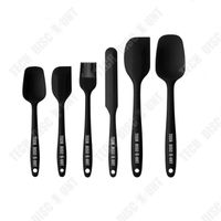 TD® 6 pièces spatule en silicone brosse à huile ustensile de cuisine ensemble d'outils de cuisson à haute température|noir