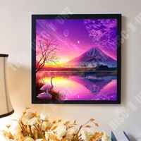 TD® Tableau 5D Paysage Peinture crépuscule-Décoration toile peinture violet style crépuscule pour décoration-Cadre mural