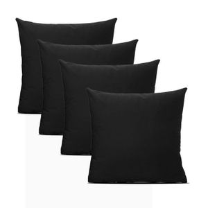 COUSSIN - MATELAS DE SOL Lot de 4 coussin carré, coussin de siège,coussin d'assise intérieur/extérieur en fibre coloris noir - Longueur 45 x Profondeur 45