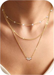 Collier Femme Or Plaqué 14K KALVICA - Lot De 3, Longueurs Adjustables, Multirang