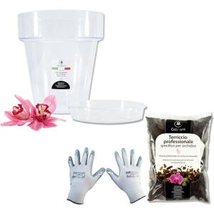TERREAU - SABLE Kit De Rempotage Pour Orchidées - GebEarth - Pot Transparent - 4 Trous De Drainage - Terreau Spécifique
