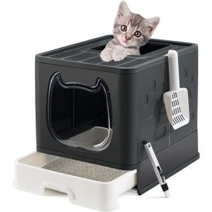 Hooded Cat Litter Box WNT-510 51 x 40 x 39 cm Beige Iris Ohyama Plastic Cat Toilet House with Front Opening and Scoop 