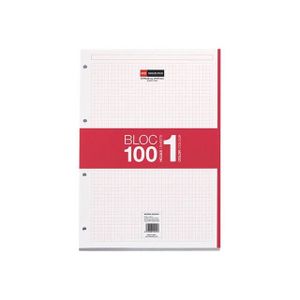 BLOC NOTE Miquelrius Red Notebook pad refill A4 100 feuilles - 200 pages petits carreaux 4 trous