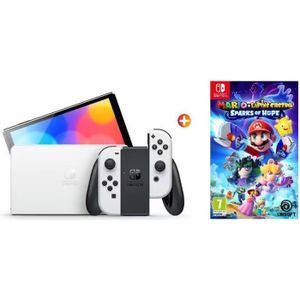CONSOLE NINTENDO SWITCH SWITCH OLED BLANCHE + MARIO ET THE LAPINS CRETINS 
