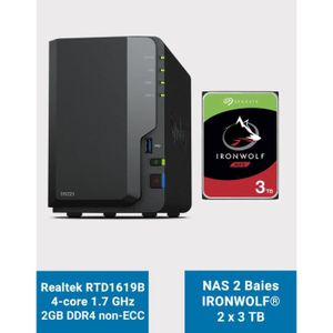 SERVEUR STOCKAGE - NAS  Synology DS223 Serveur NAS IronWolf 6To (2x3To)