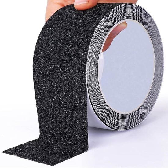 Lot De 2 Rouleaux Bande Antidérapante - 5 Cm X 10 M, PVC Noir - Pour Escaliers, Sols Intérieur/extérieur - 9