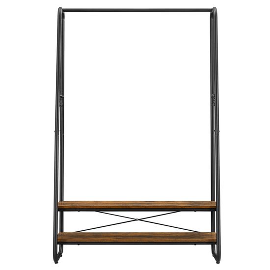 Portant A Vetements Avec Etagere Chaussures 8 Crochets Lateraux 110x41x150cm Metal Noir | FR