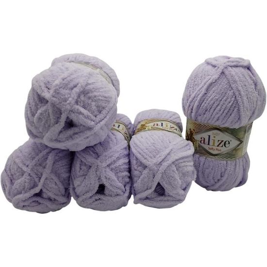 Lot De 5 Pelotes De Laine Violette 100g Chacune - Acrylique/coton - Pour Tricot/crochet