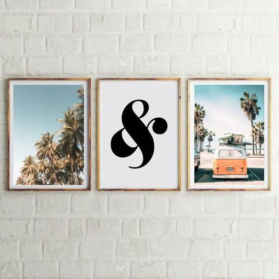 Wallpaper Palm Arbres Imprimer Plage Art Mural Ete Tropical Decor Surfer Van For Android