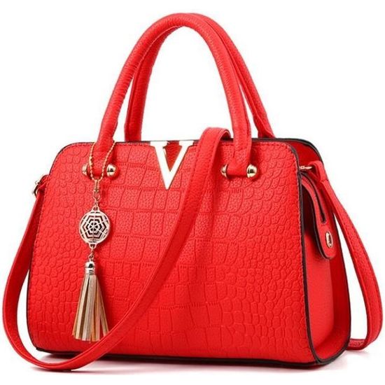 Sac a main rouge cuir on sale