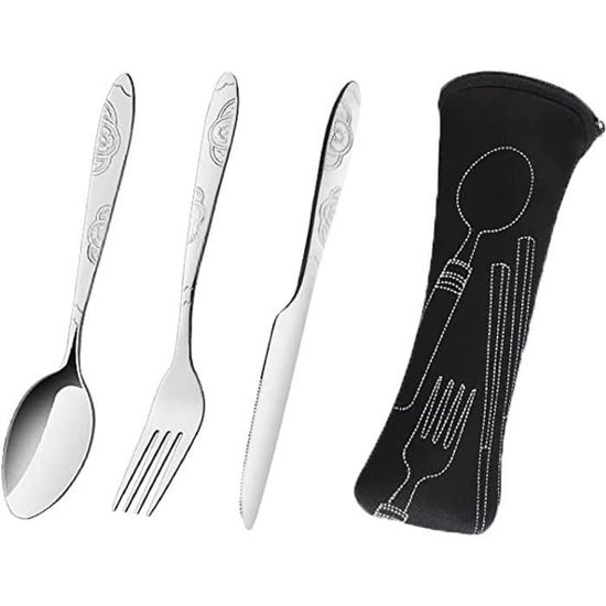 Ucake Noir Portable Set de Couvert Set Couverts Voyage Camping Picnic