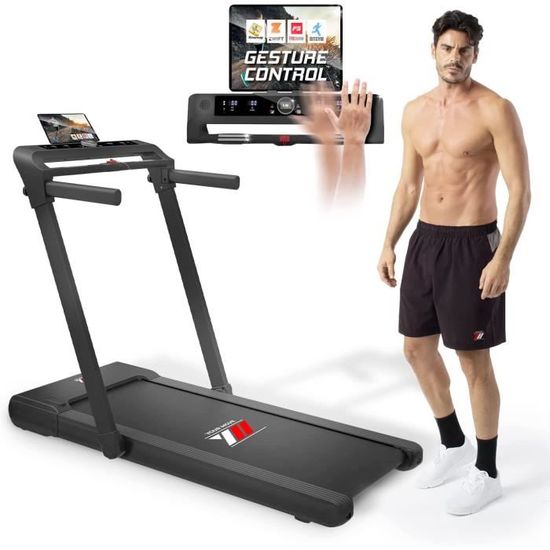 Tapis De Course Pliable YM Next 1000 – 12 Km/h, Surface 42 Cm, Bluetooth, 12 Programmes – Pour Maison, Bureau