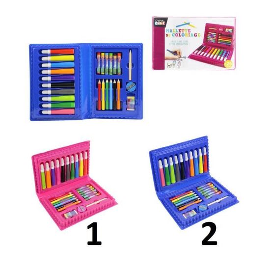 Malette De Coloriage 25pcs Mod1 Rose Feutre Crayon Couleur Dessin Enfant 174