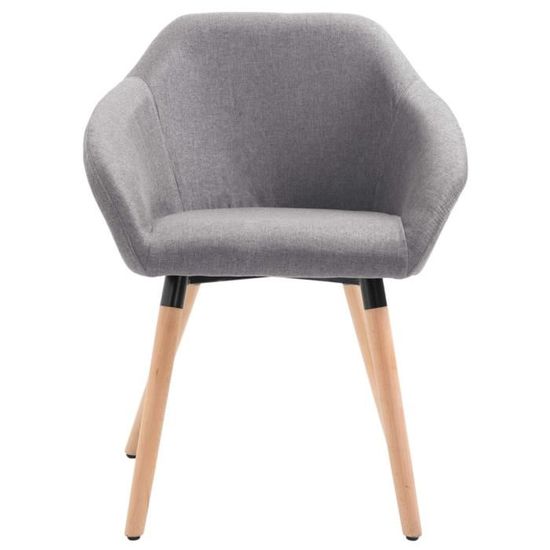 HMF© Chaise de cuisine - Chaise de salle à manger - Chaises de Salon Décor - Gris clair Tissu 63644