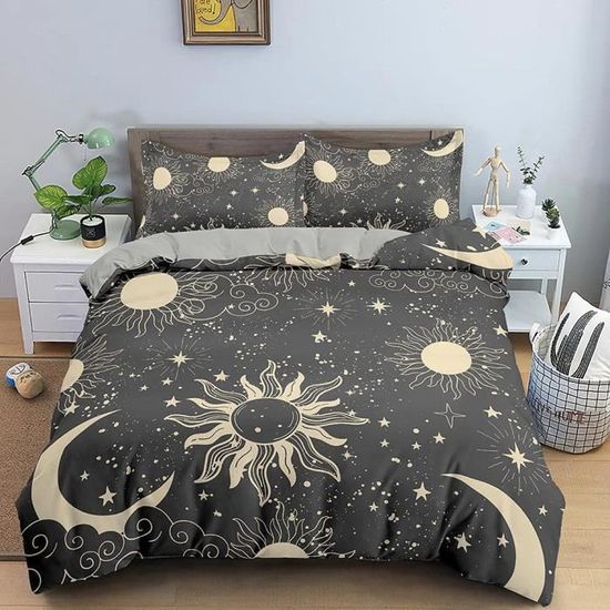 Housse De Couette Microfibre Marbre Noir 3 Pièces - Moderne, Hypoallergénique, Lavable - Tailles 200x200cm à 220x240cm