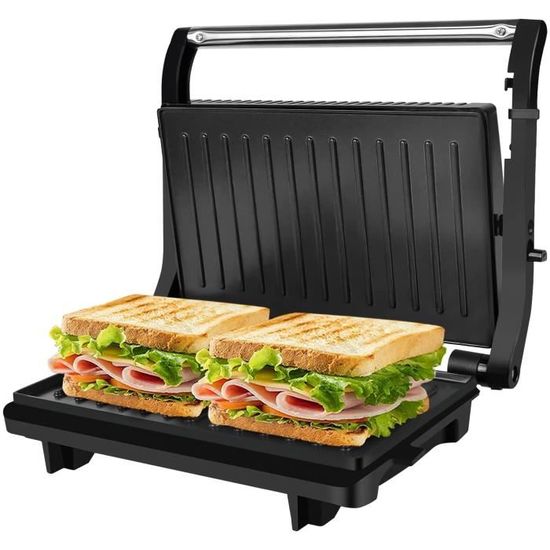 Grill électrique multifonction avec thermostat Grille-viande Presse à  paninis Sandwich Plancha Barbecue de table 34x33,5x13cm 2200W - Cdiscount  Electroménager