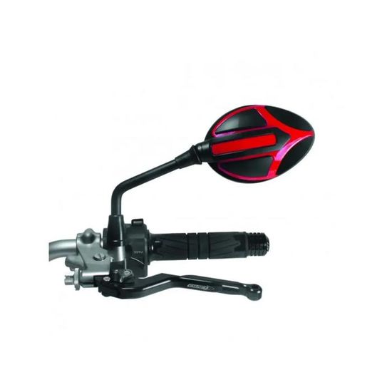 Area1 Rétroviseur moto et scooter Rouge (2 pièces) homologué E, 2xM10/M8 filetage à droite 1xM10/M8 filetage à gauche ATV, Quad (Carbone
