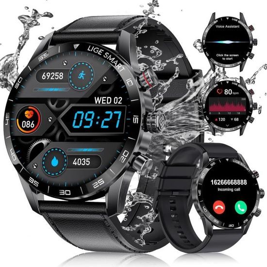 LIGE Montre Connectée Homme Avec Appel Bluetooth Assistant Vocal,1.32