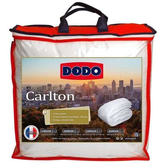 DODO Couette tempérée 300 gr/m² Carlton - 220x240 cm - Blanc