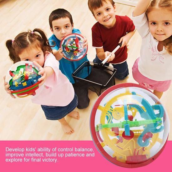Labyrinthe 3D Boule éducative - 56 Obstacles - Pour Enfants Et Adultes - Améliore Patience Et Intelligence - Diamètre 5,9 Cm