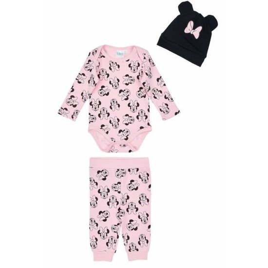 Ensemble Pantalon Body et Bonnet bebe fille Minnie Rose de 3 a 24mois Rose Cdiscount Pret a Porter