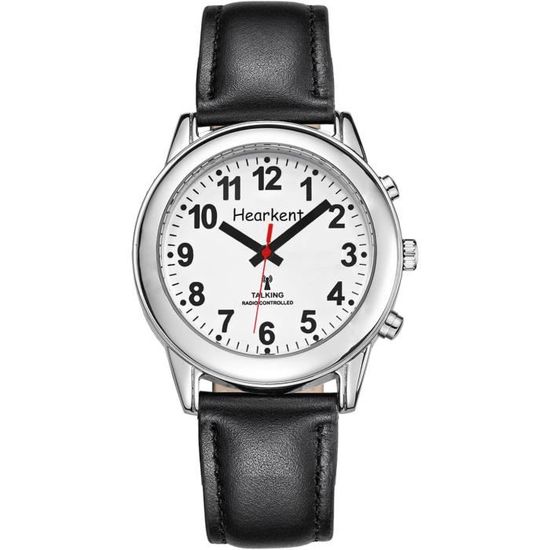 Montre Vocale Heure Date Montre Parlante Française RUNCAR - Chiffres Géants - Annonce Heure, Date, Alarme - Pour Seniors/malvoyants Montre Femme Cuir