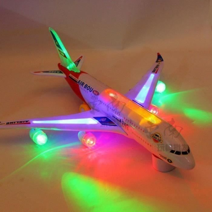 avion modèle d'airbus A380 jouets pour enfants 40x50cm à piles musique Lumières sur les feux de navigation