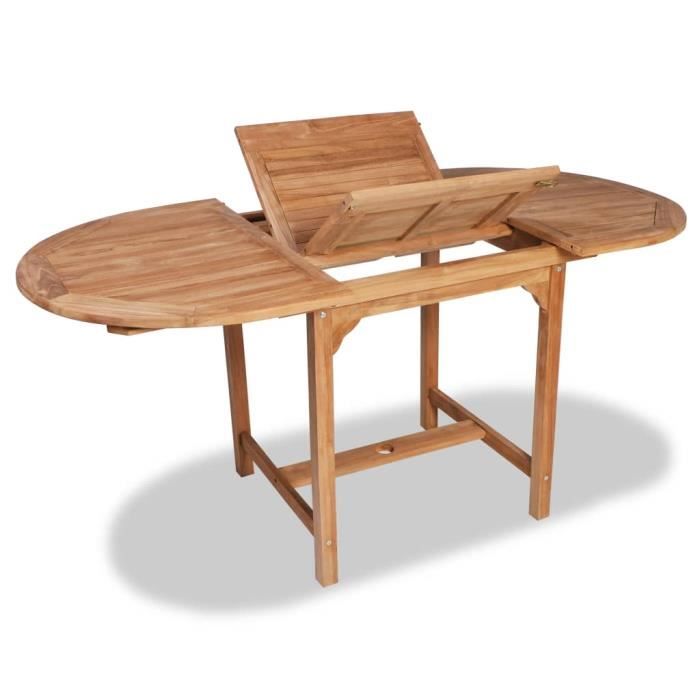 VAGUE Table extensible à dîner de jardin Teck Ovale (110-160)x80x75cm