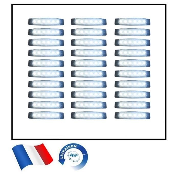 30 x 24V SMD 6 LED FEUX DE GABARIT CAMION CARAVANE SHASSIS REMORQUES BLANC