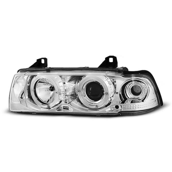 Paire de feux phares BMW serie 3 E36 berline 90-99 angel eyes chrome (M01)