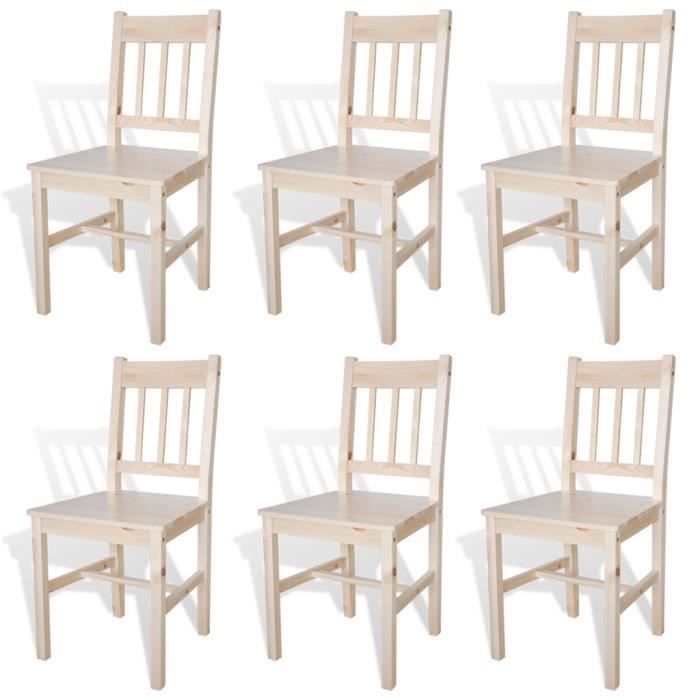 Lot de 6 chaises Thomas en bois naturel -