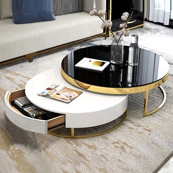 Tables basses rondes gigognes couleur or Urien