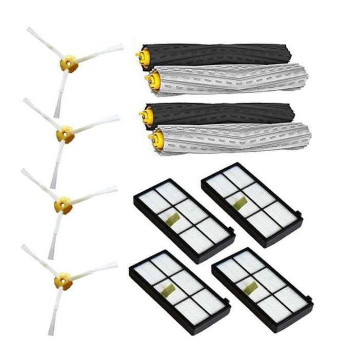 Kit de Remplacement de Filtre Brosse Latérale Vac pour iRobot Roomba 800 Series 870 880,12Pcs