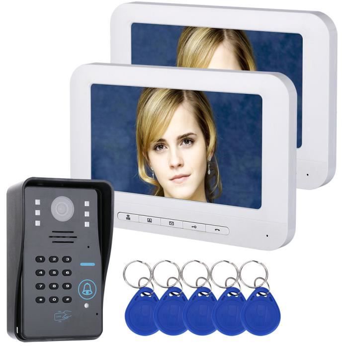 7- TFT 2 Monitors RFID Password Video Door Phone Intercom Doorbell System With IR-CUT Camera 1000 TV Line Access Control System